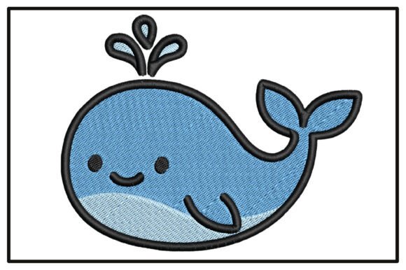 Cute Ocean Whale Embroidery Design