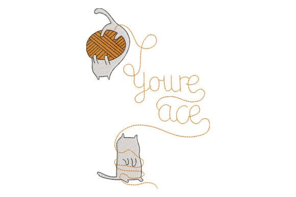 Love Cat Yarn Embroidery Design