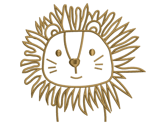 Minimal Line Lion Face Embroidery