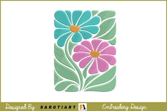 Mod Daisy Bloom Panel Embroidery