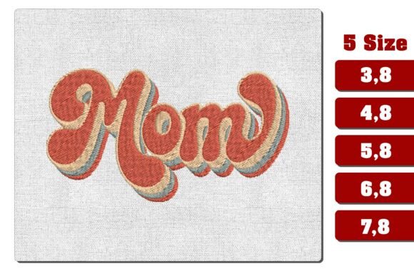 Retro Wavy Mom Stacked Embroidery Design