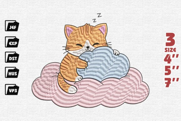 Sleeping Kitten Embroidery