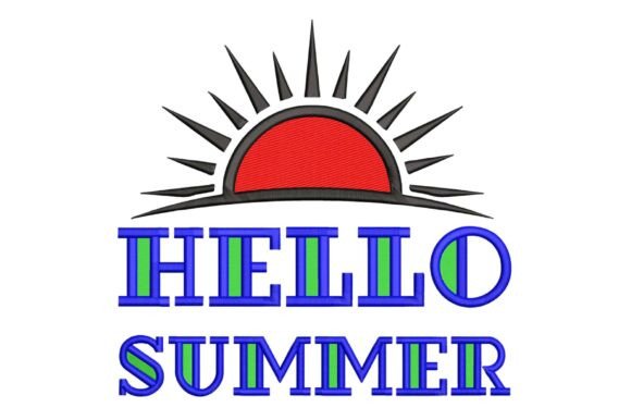 Sunrise Hello Summer Embroidery Design